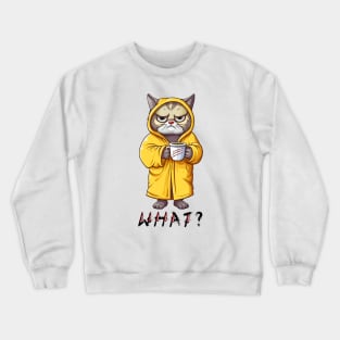 What Cat With Knife Holding A Coffee Cup Crewneck Sweatshirt